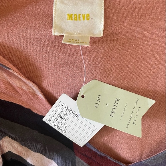 Anthropologie Maeve Novella Chevron Print Maxi Dress 3/4 Sleeves - Picture 9 of 9